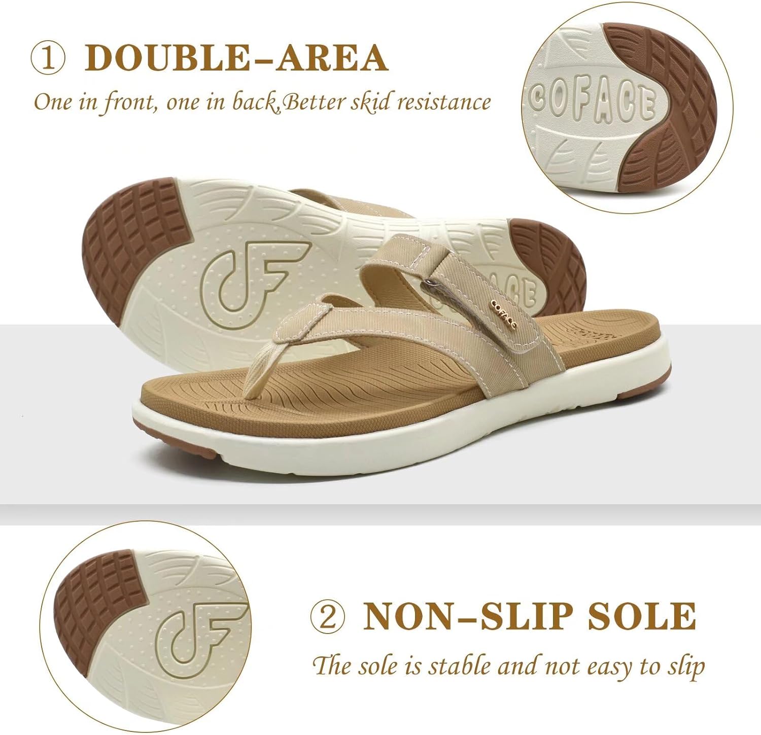 Detalle de COFACE Womens Fashion Orthotic Flip Flops with Arch Support & Yoga-Mat Cushioning