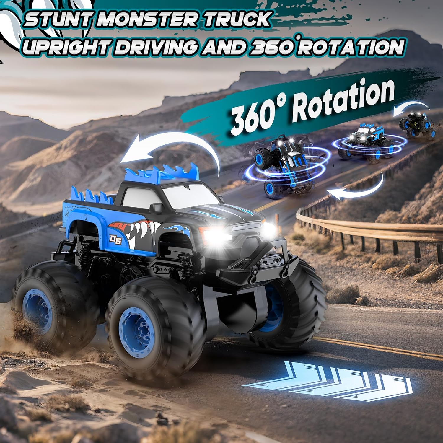 Detalle de Remote Control Monster Truck with 2.4GHz Control, 360° Spins and Upright Driving