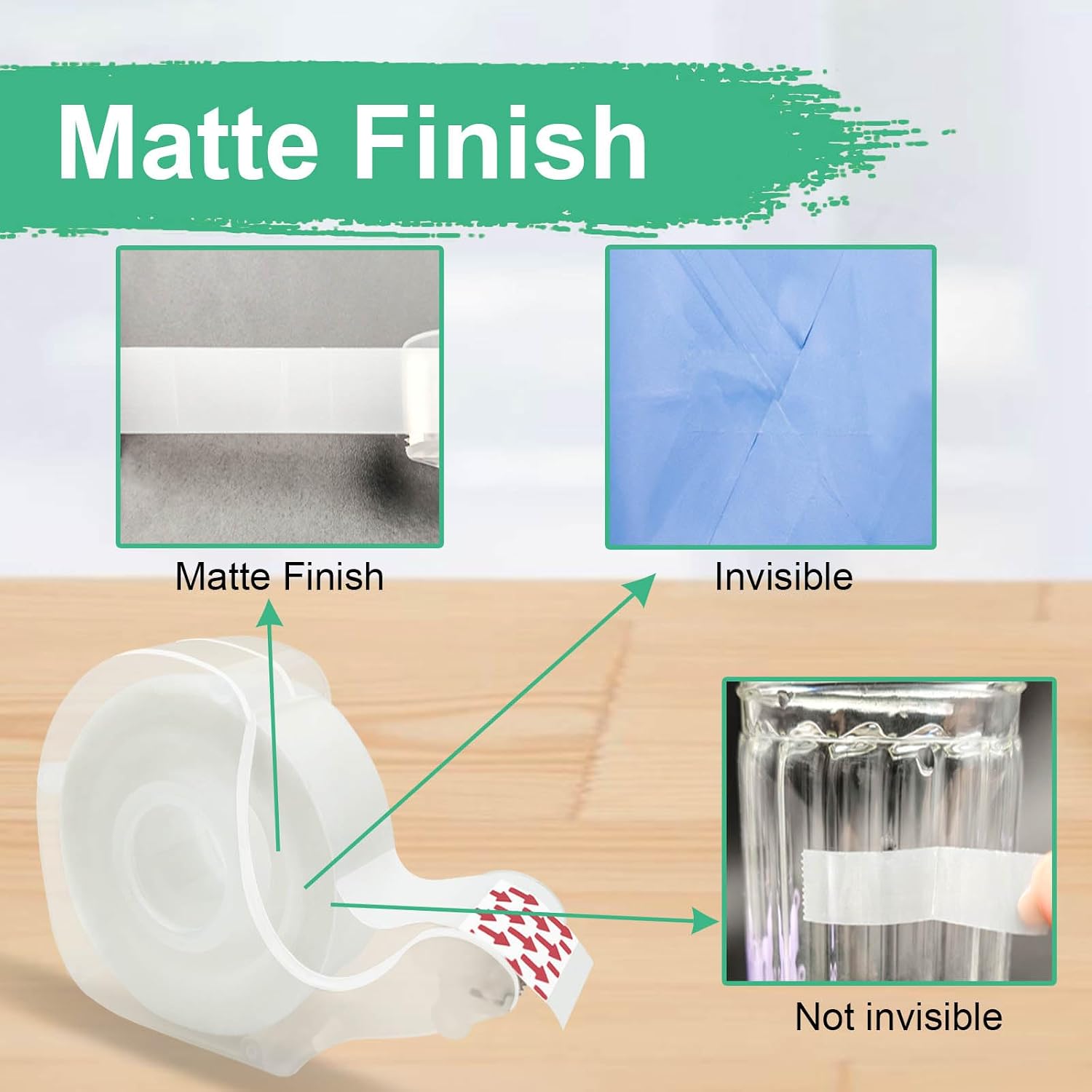 Detalle de BeataTap 3/4 in x 650 in Invisible Tape, Matte, Writable, 6 Rolls