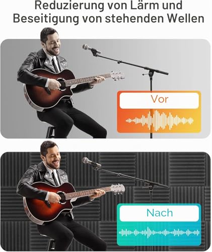 Detalle de JBER 48 Stück Akustikschaumstoff Akustikpaneele – Hochdichte, flexibel einsetzbare Schallabsorber