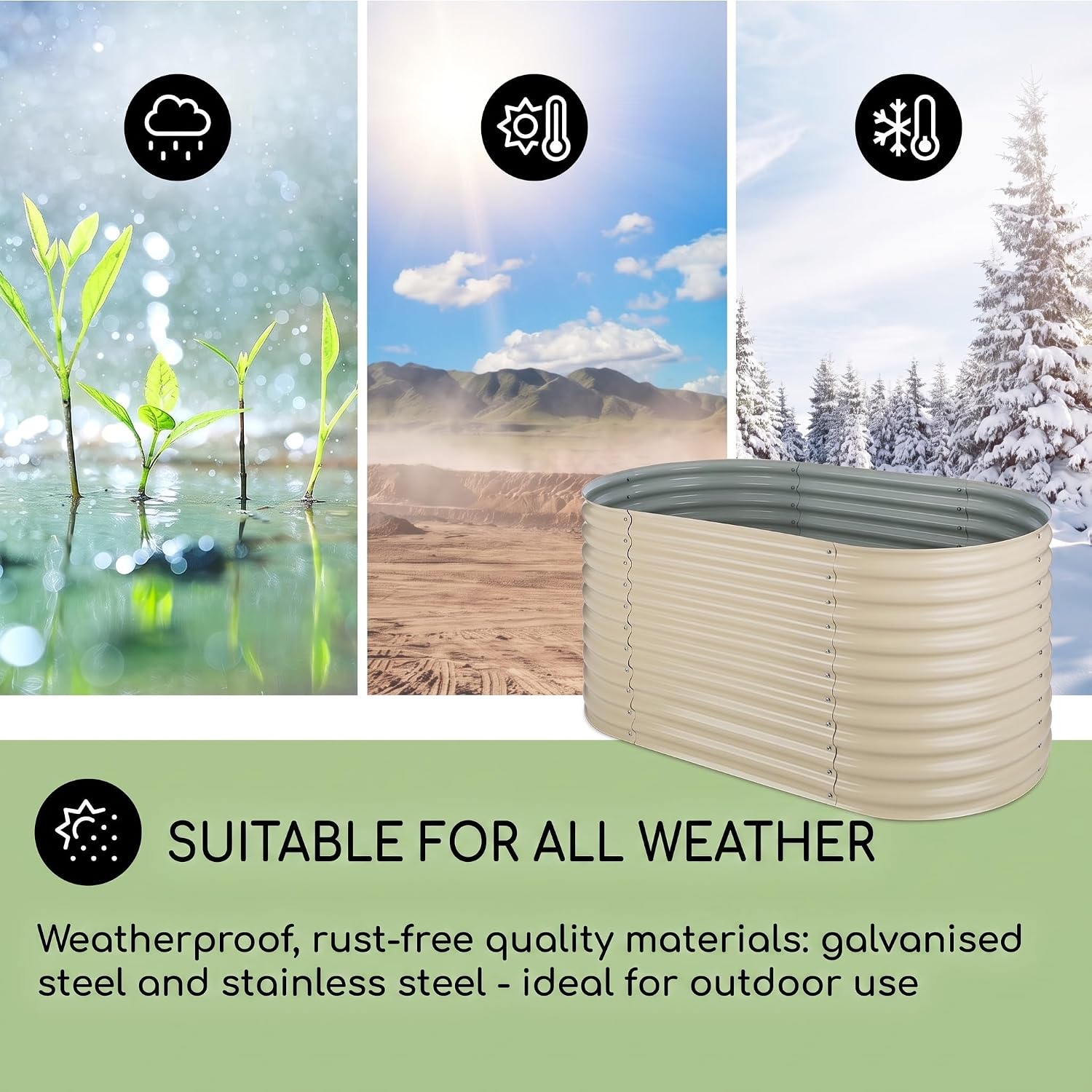 Detalle de Blumfeldt High Grow Raised Garden Bed, Zinc-Aluminium Steel, 160 x 80 x 80 cm