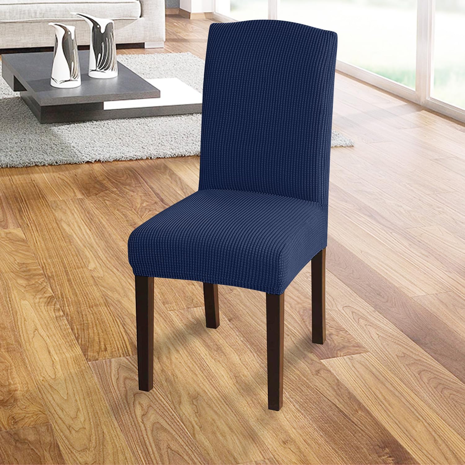 Detalle de Granbest stoelhoezen, set van 4, elastisch en afneembaar, marineblauw