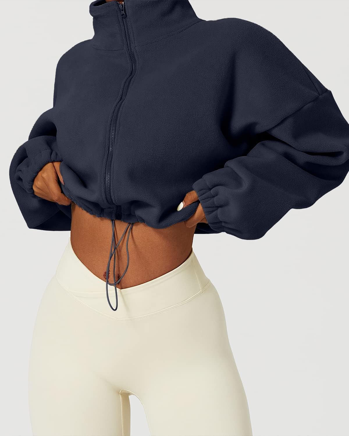 Thumbnail 2 de QINSEN Women's Full Zip Fleece Short Jacket: Warmth, Style, and Easy Care in a Cropped Winter Layer