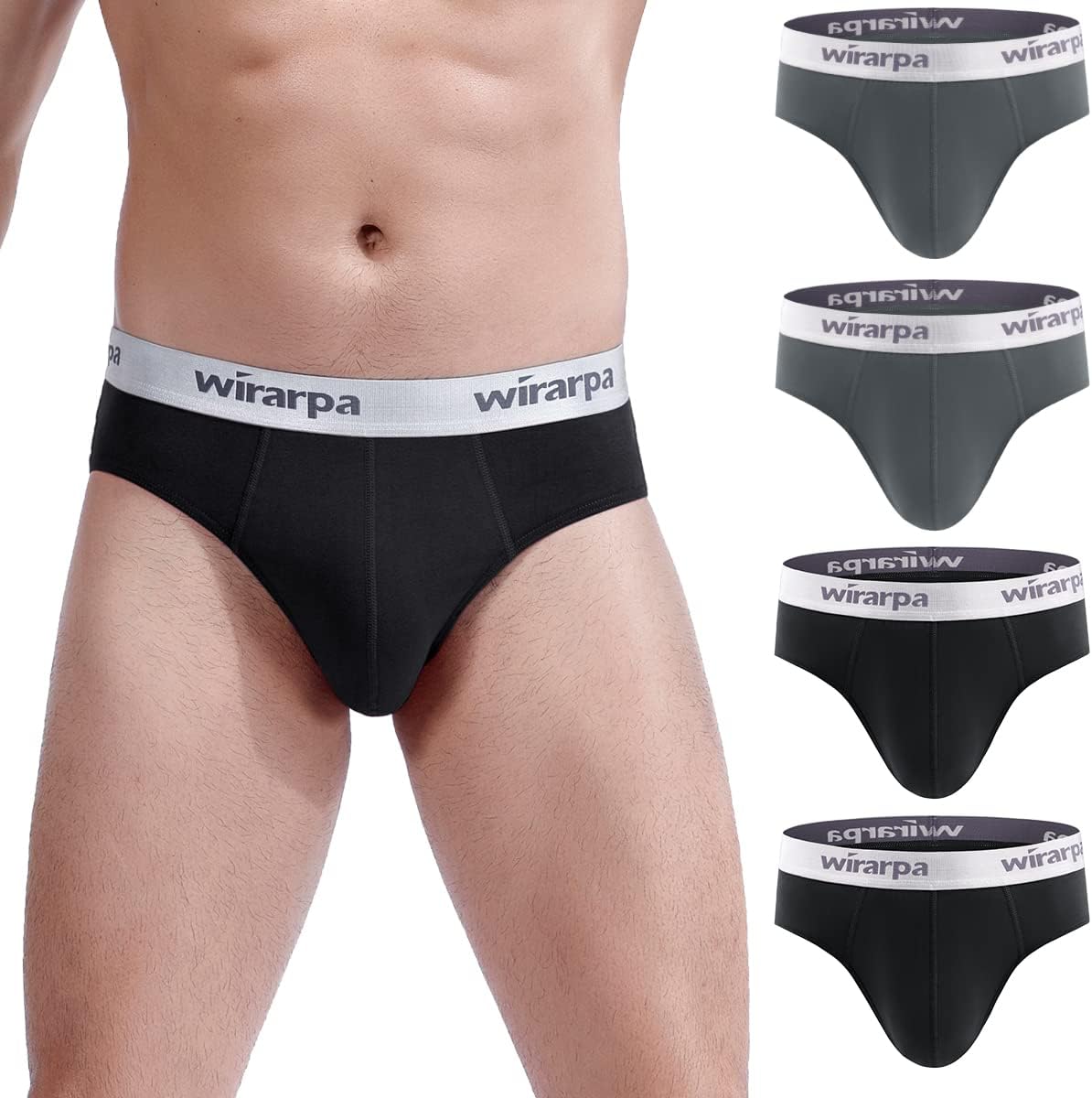 Thumbnail 6 de wirarpa Men’s Briefs Underpants in Cotton Soft with Wide Waistband and No-Fly Pouch (4-Pack)