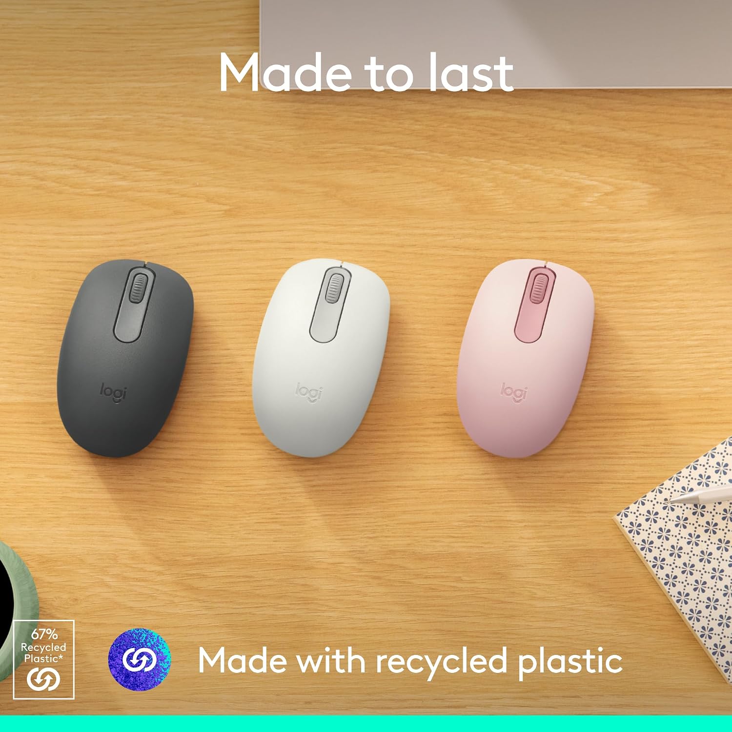 Detalle de Logitech M196 Compact Bluetooth Mouse, Graphite, Ambidextrous, Quiet Clicks