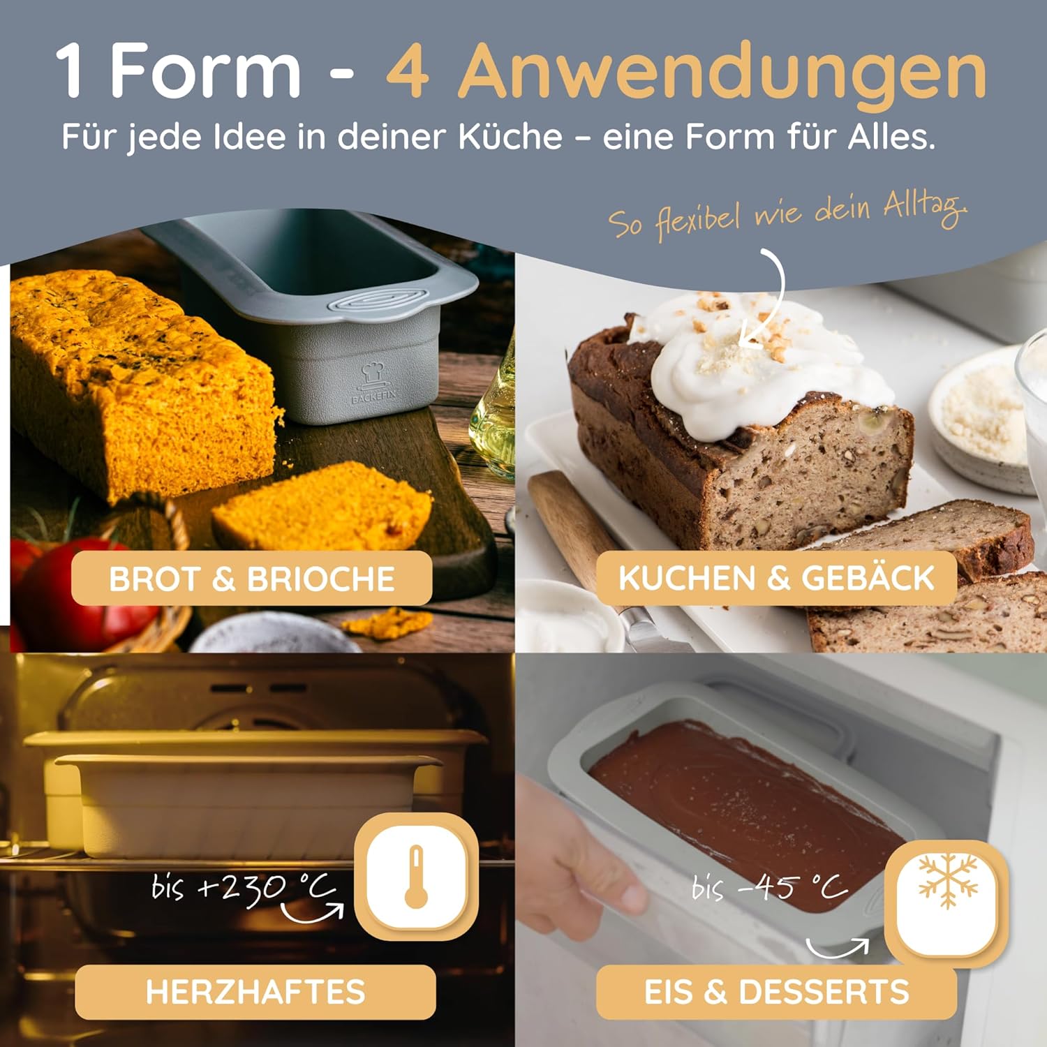 Detalle 2 de Backefix Brotbackform Silikon 26 cm 2100 ml
