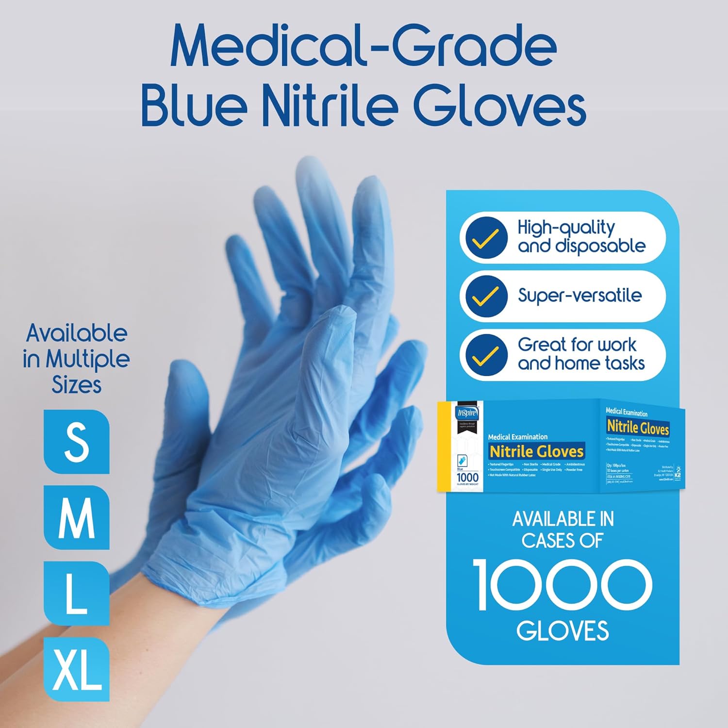 Detalle 2 de Inspire Nitrile Exam Gloves, 1000 count