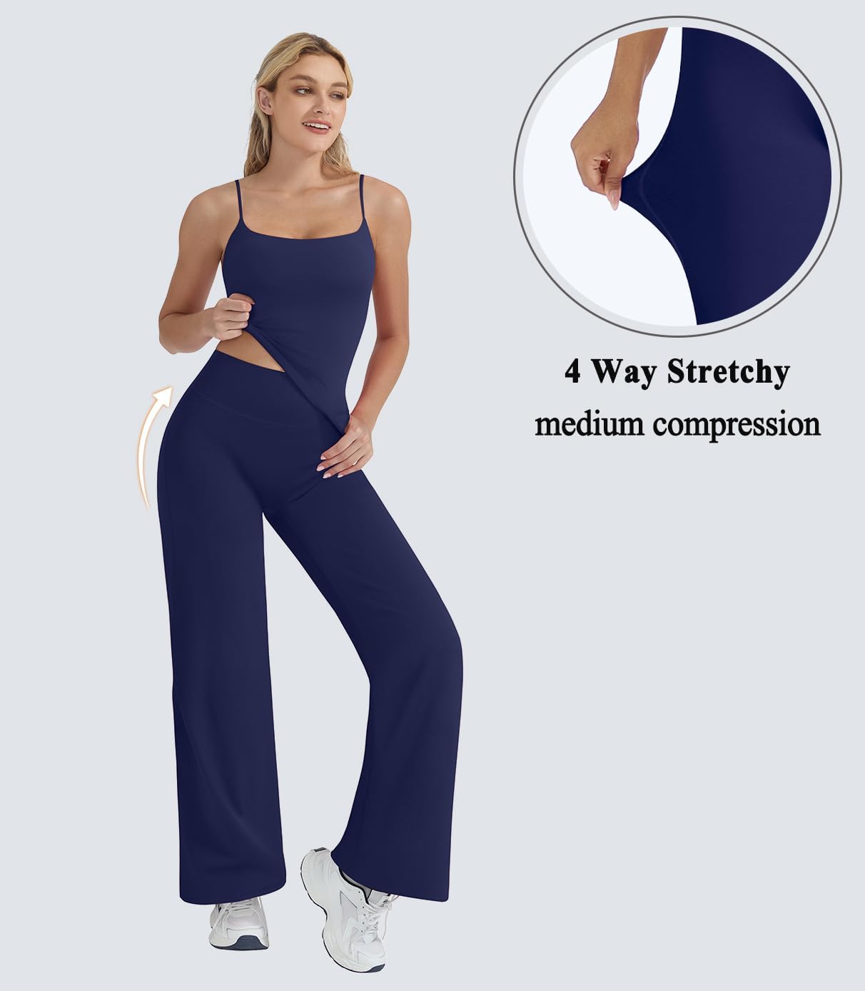 Thumbnail 5 de OMKAGI Women’s Workout Sets with Padded Tank Tops and Straight-Leg Yoga Pants