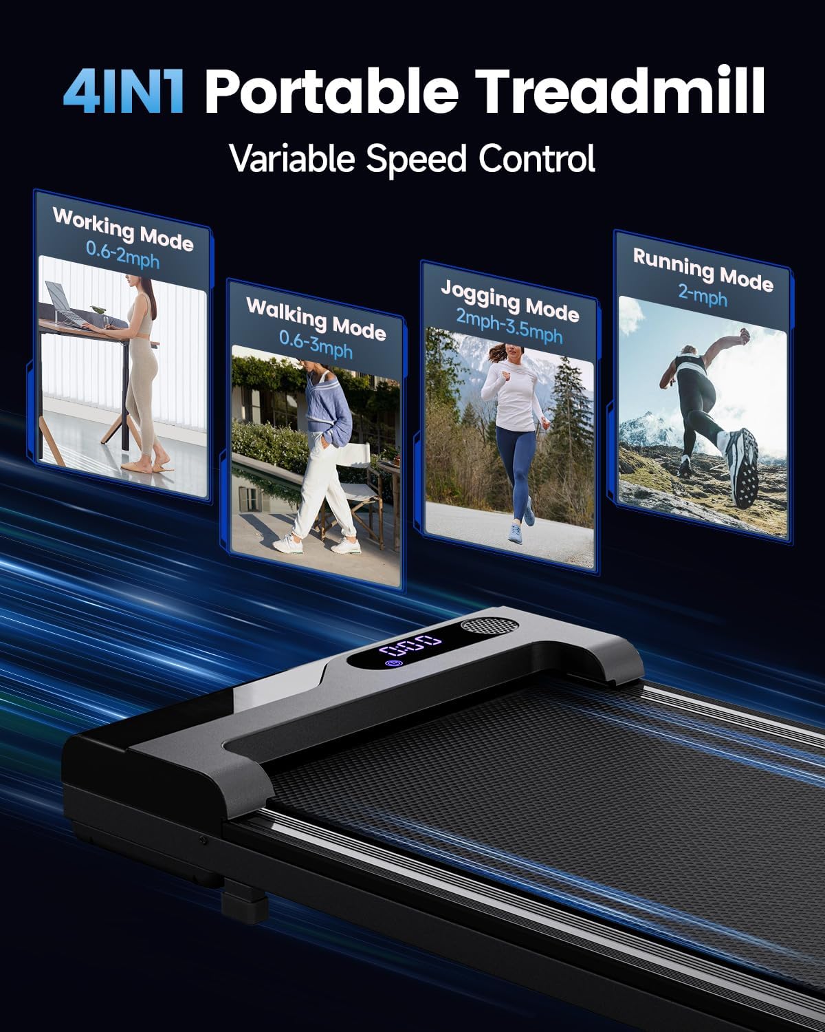 Detalle 2 de Vhorilix XM-A1 Walking Pad Treadmill, Compact Under-Desk Design with LED Display
