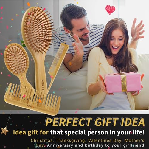 Thumbnail 6 de MRD Hair Brush Set: Bamboo Paddle Detangling 🪮