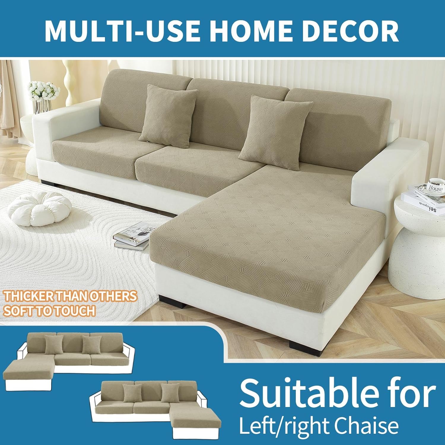 Thumbnail 1 de Ystyle Funda Asiento Sofa Chaise Long caqui 1+3