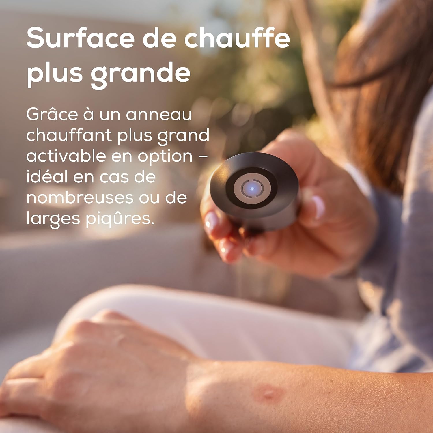 Detalle de Beurer BiteX Max Deep Black — Stylo chauffant anti-moustique avec grande surface de chauffe et lumière