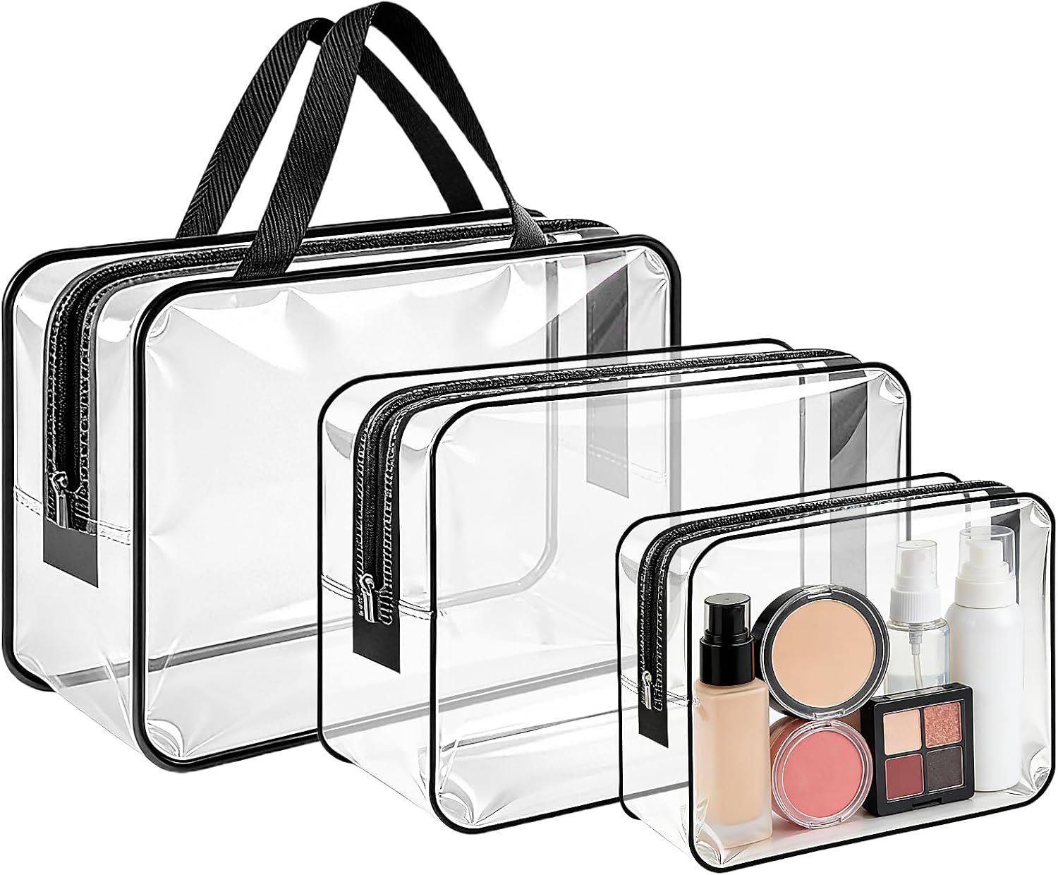 Detalle de Clear Wash Bag for Toiletries by Funnasting – 3 in 1 Waterproof Transparent PVC Travel Bag