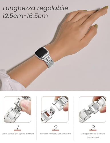 Detalle 2 de JJii Sung Bracciale Metallico a Nido d’Ape per iWatch: eleganza modulabile per 38–49 mm
