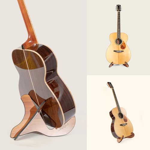 Detalle 2 de LINRAX GS1: Soporte de guitarra de suelo en madera con marco X, suave y estable