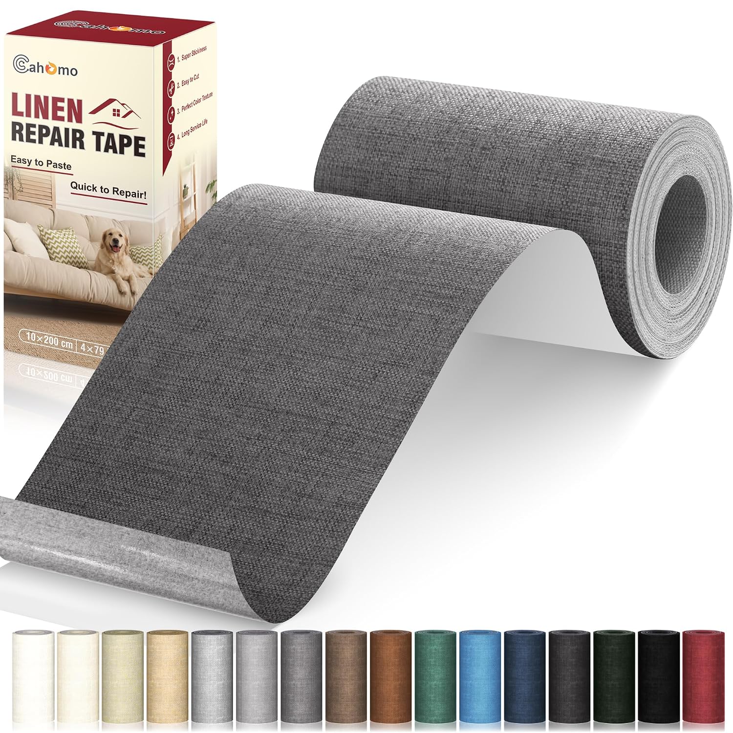 Detalle de Cahomo 783032b9-7021-437c-a717-869c7792b3d9 Linen Repair Tape, Dark Grey