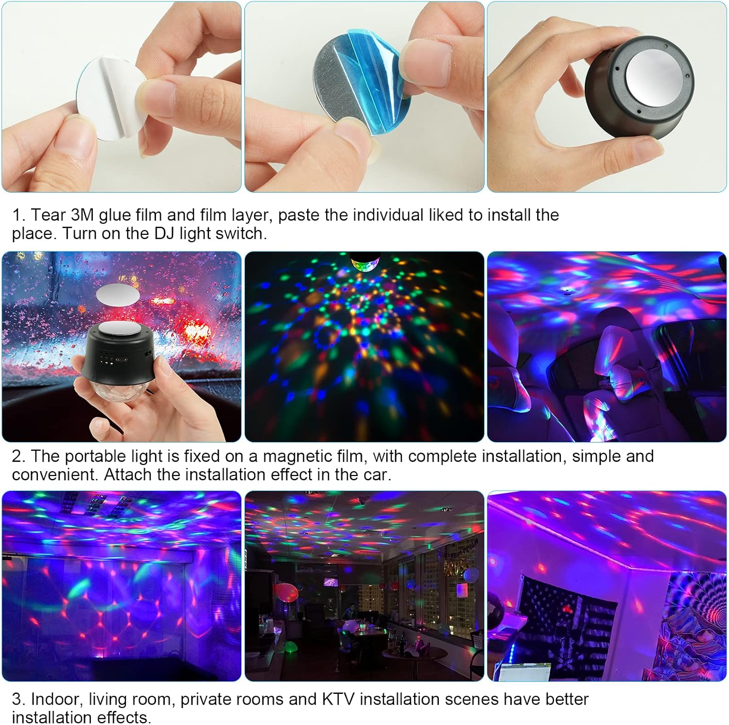Thumbnail 6 de URAQT Mini Discokugel Licht – tragbare USB-Disko mit Sprachsteuerung, 2 Stück