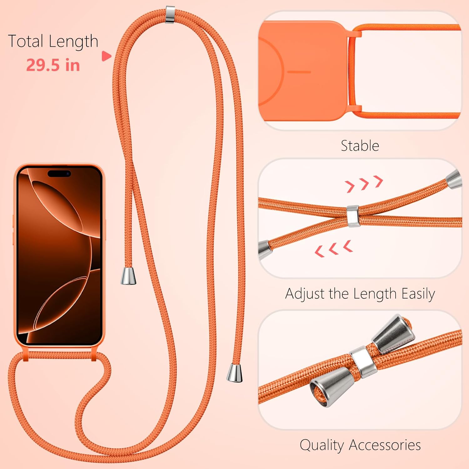 Thumbnail 1 de UCASONG Magnetic Case for iPhone 13 Pro (6.1") with MagSafe and Adjustable Lanyard – Orange