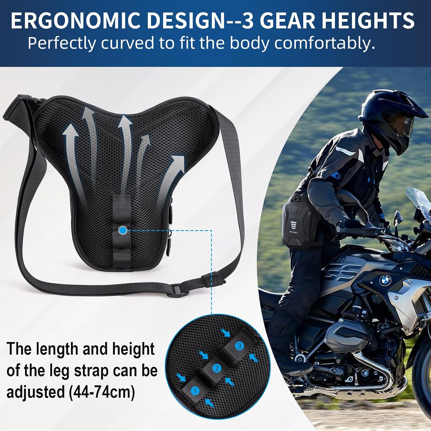 Detalle de ENONEO Bolsa de Pierna Moto Táctica Impermeable 🏍