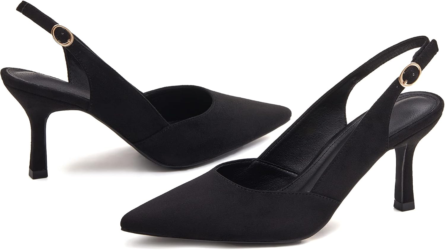 Detalle de Coutgo Women's Slingback Kitten Heels Suede