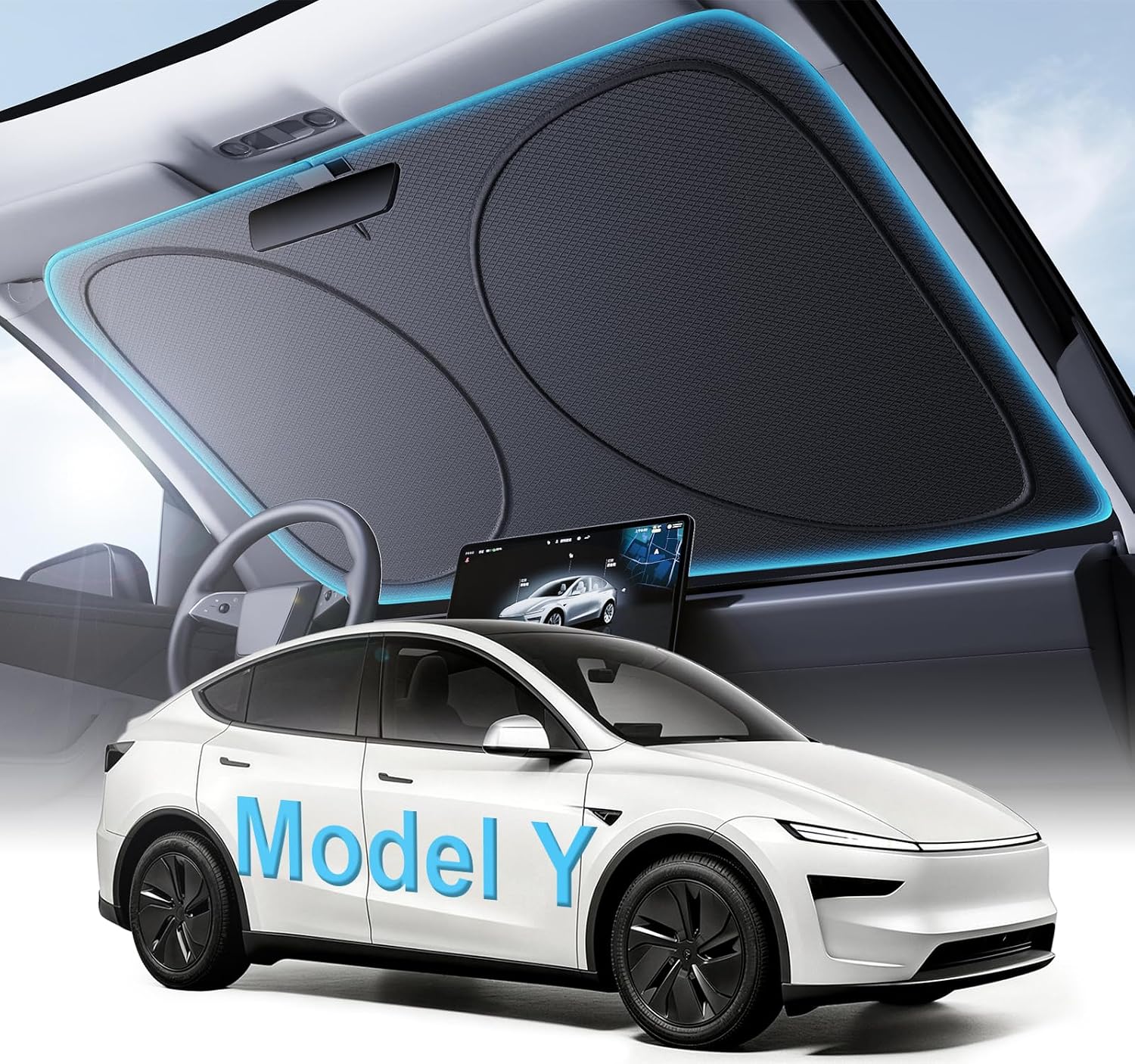 Detalle de Adefor Windshield Sun Shade for Tesla Model Y