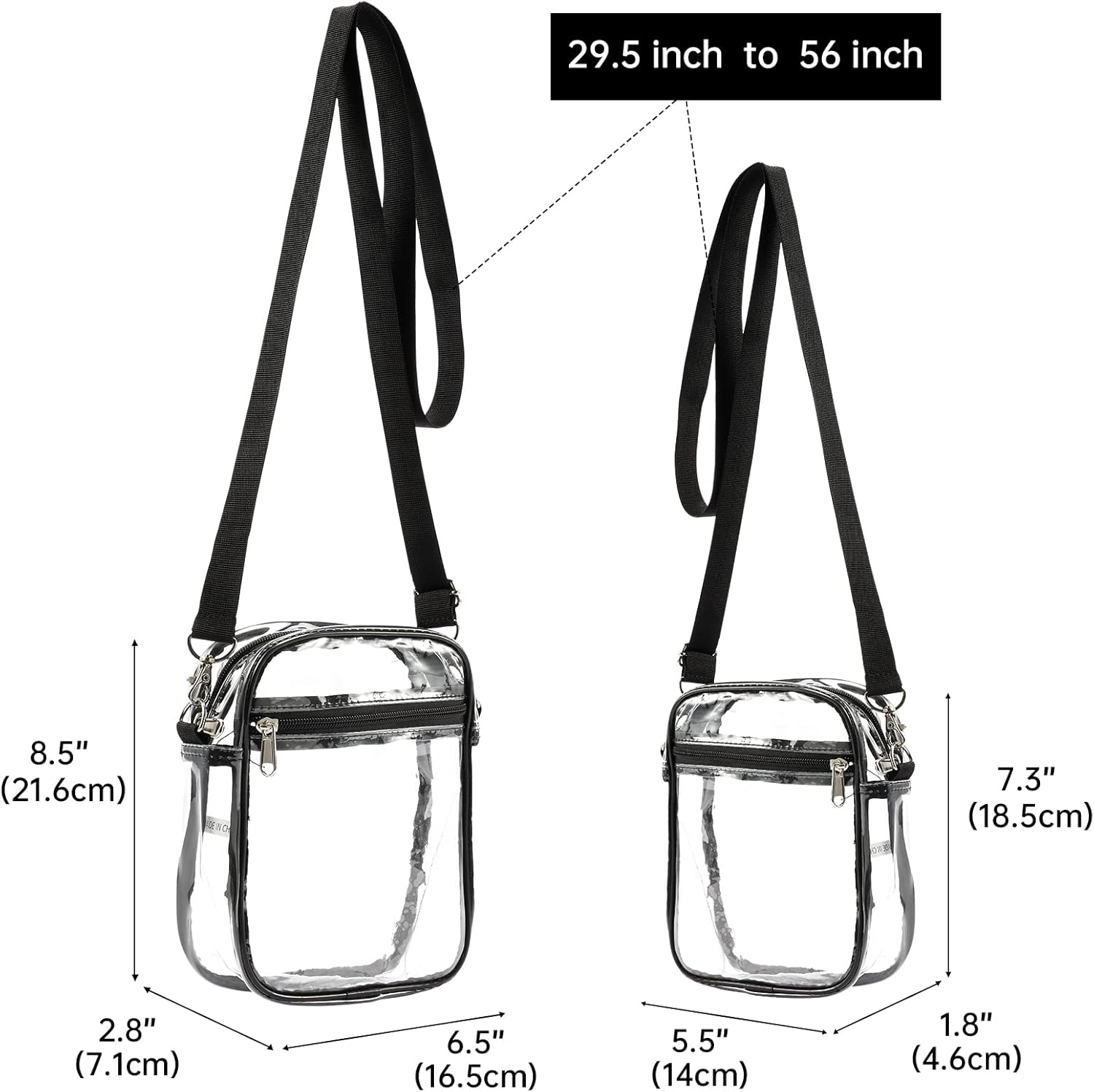 Detalle de Yizerel 2 Pack Clear Crossbody Bags – Stadium Approved with Front Pocket