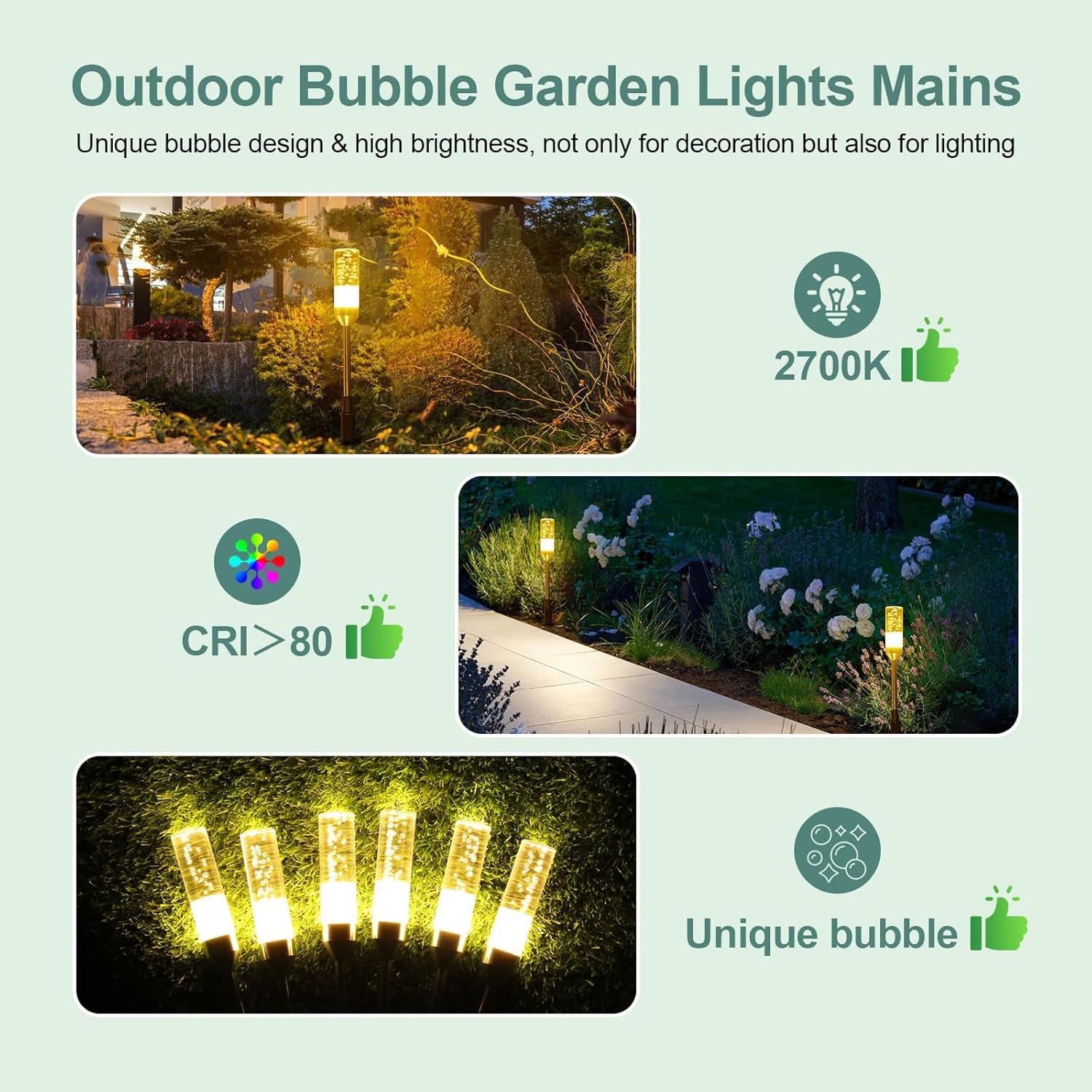 Detalle de ECOWHO Mains Powered Garden Path Lights: Extendable 24-Pack 12V Low Voltage LED Landscape Lights