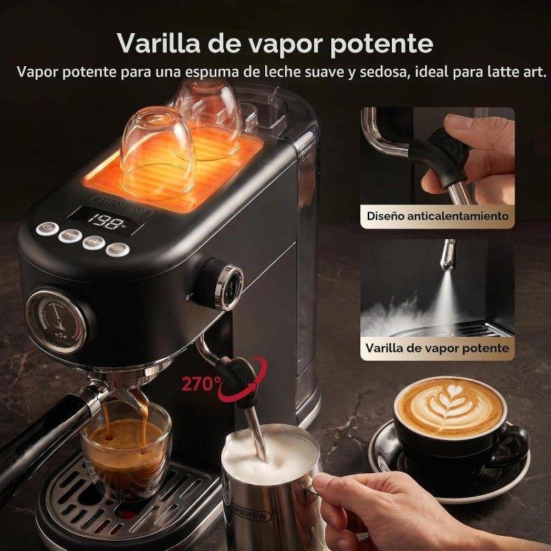 Detalle 2 de HiBREW H10B: Cafetera espresso semiautomática de 20 bares con control de temperatura y modo cold-brew