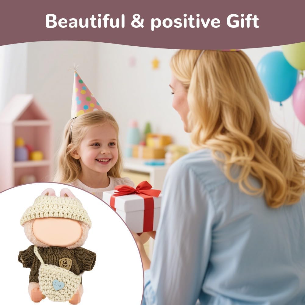 Detalle de Vicloon V-ZSMYMZ-FBA Doll Clothes Set, 17 cm Brown Sweater Outfit