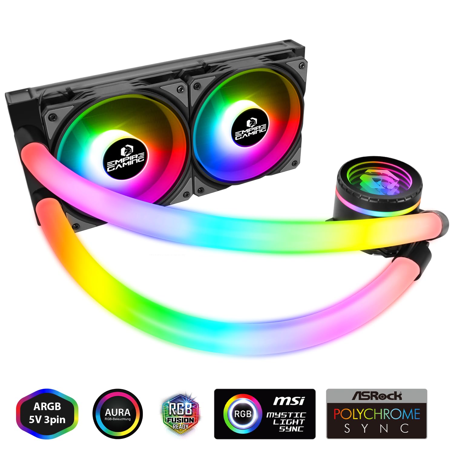 Thumbnail 1 de EMPIRE GAMING Guardian P-W240 watercooling AIO 240 mm con ARGB 5V e supporto Intel LGA 1700/1200 e AMD AM5/AM4 - Nero