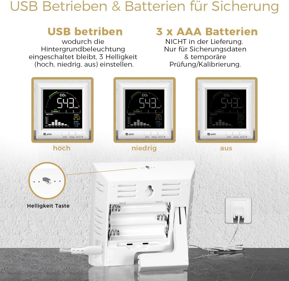 Detalle 2 de U UNNI CO2 Messgerät 400–5000 ppm