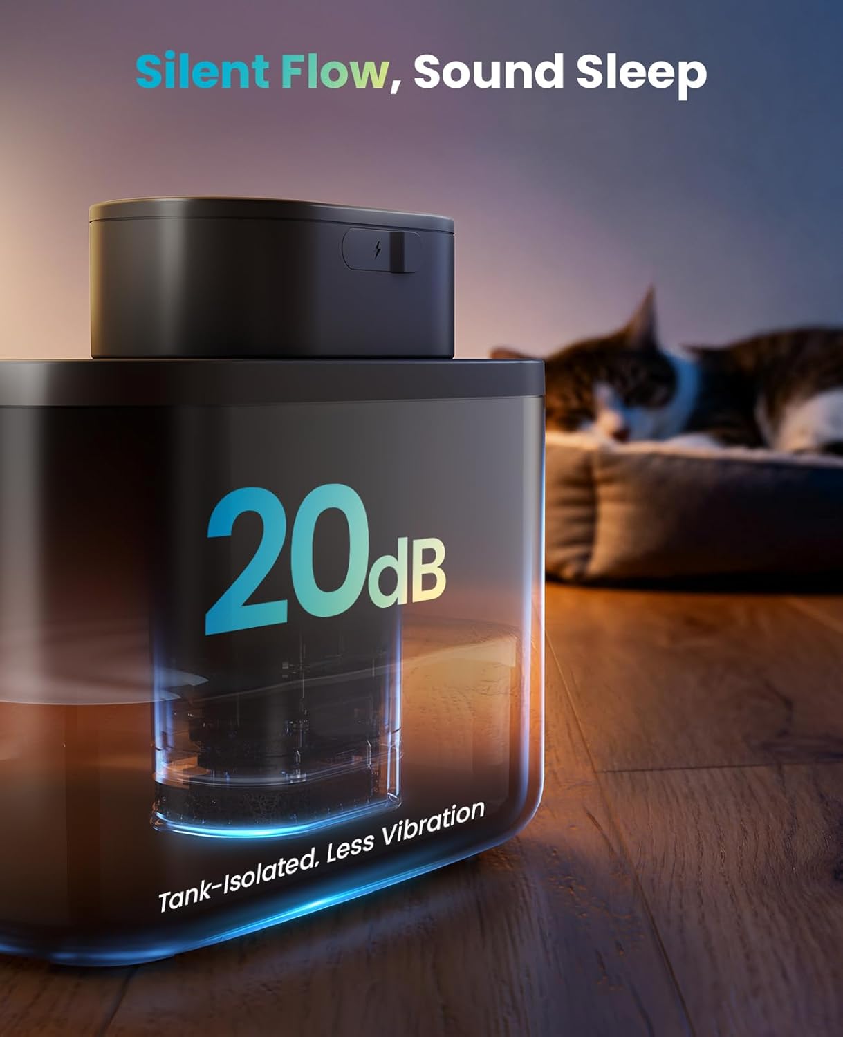 Detalle de oneisall Wireless Cat Water Fountain 2.2L โ motion sensor cats ๐ฑ