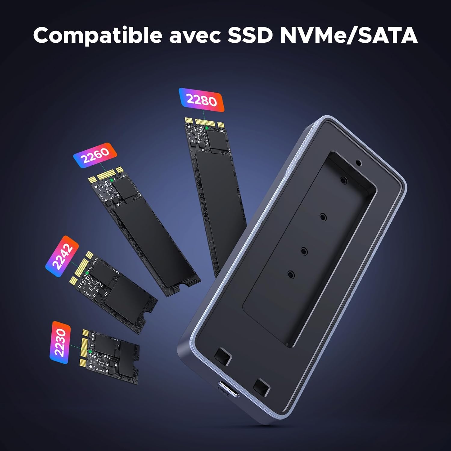 Thumbnail 6 de UGREEN Boîtier RGB M.2 NVMe/SATA USB-C 3.2 Gen 2 (20 Gbps) pour SSD M.2