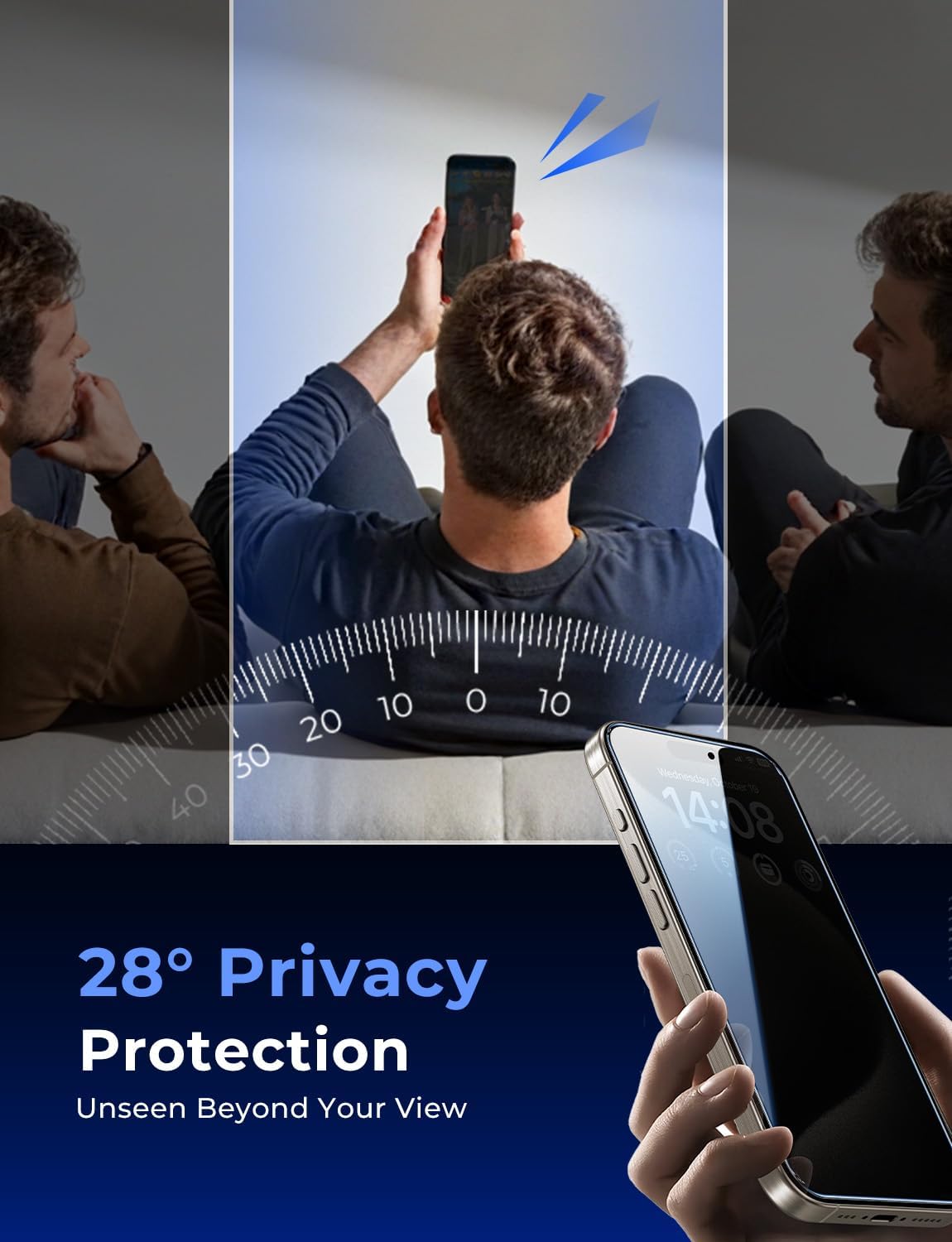 Detalle 2 de MAGIC JOHN iPhone 15 Pro Max privacy glass 2-pack