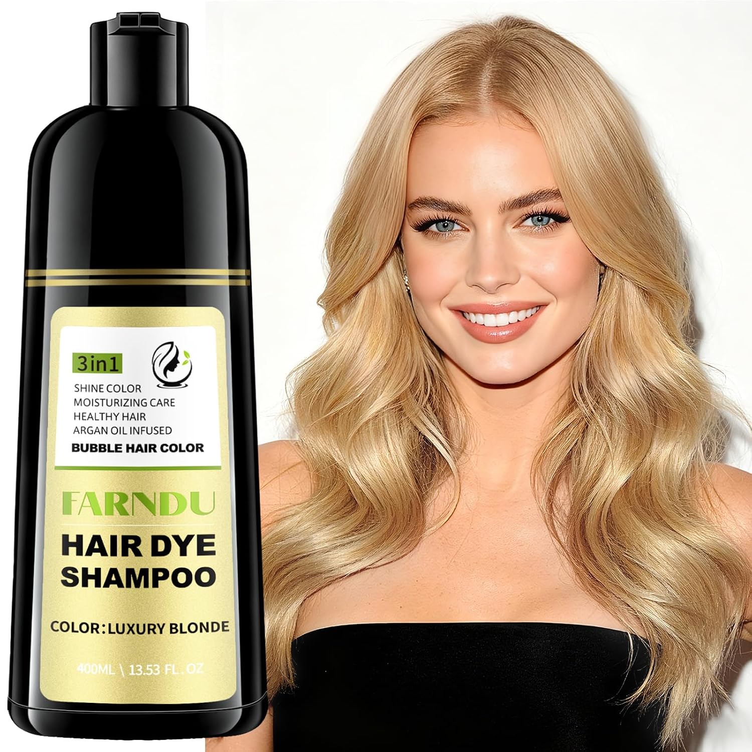 Detalle de Blonde Haarfärbe Shampoo – 3 in 1 Graue Haare deckend, pflegend und einfach in der Anwendung