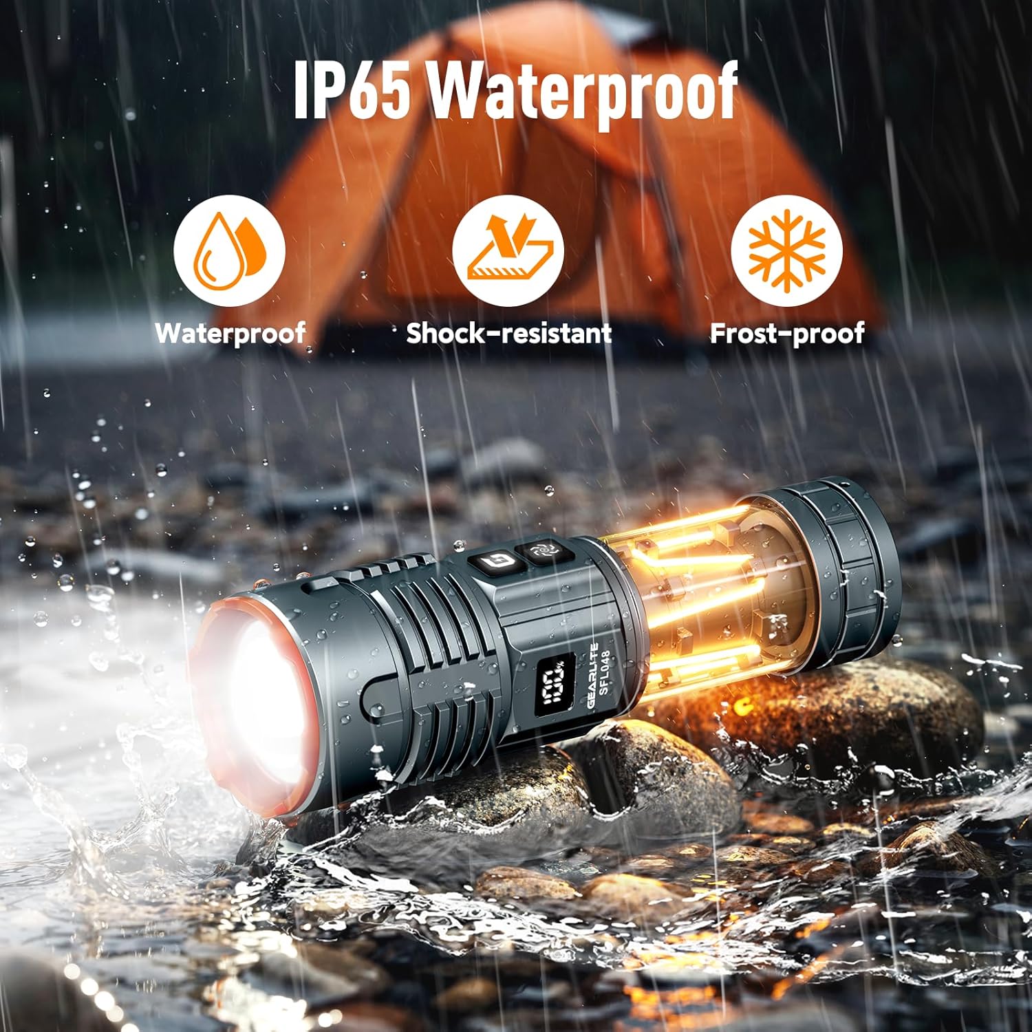 Thumbnail 5 de GEARLITE Rechargeable LED Torch with digital battery display, 11 modes and zoom (IP65)