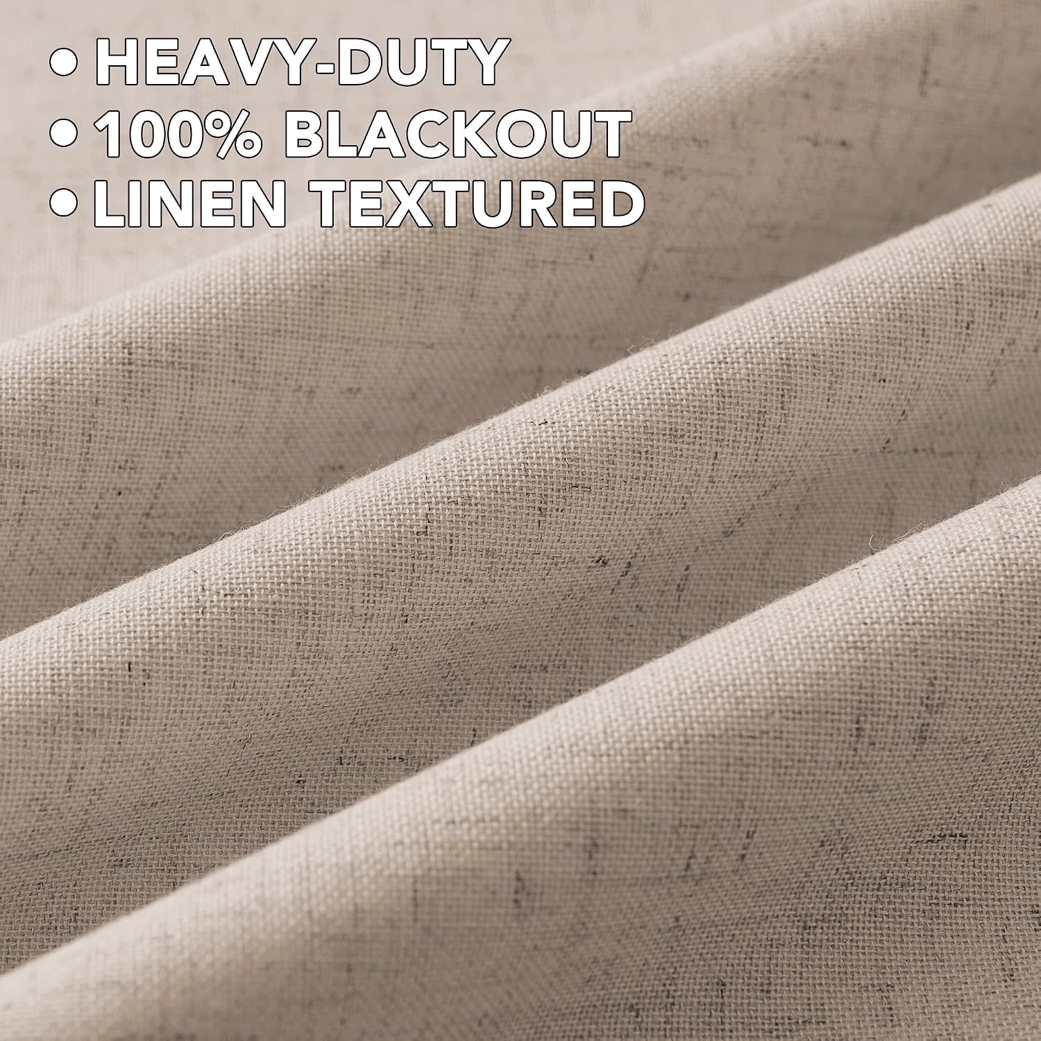 Detalle de H.VERSAILTEX Linen 100% Opacity Blackout Curtains, 2 Panels, 102" Long with Nickel Grommets
