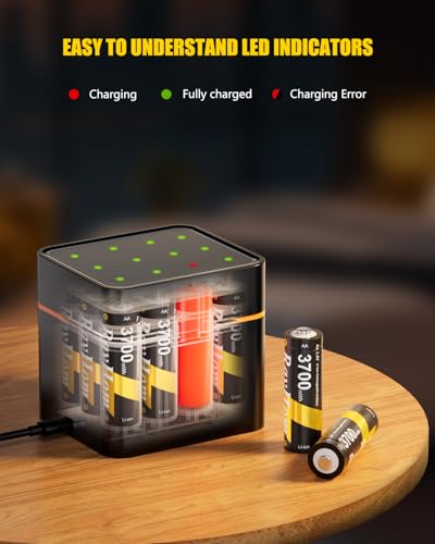 Thumbnail 4 de RayHom 12 Pack Rechargeable AA Lithium Batteries with Charger for Blink Camera