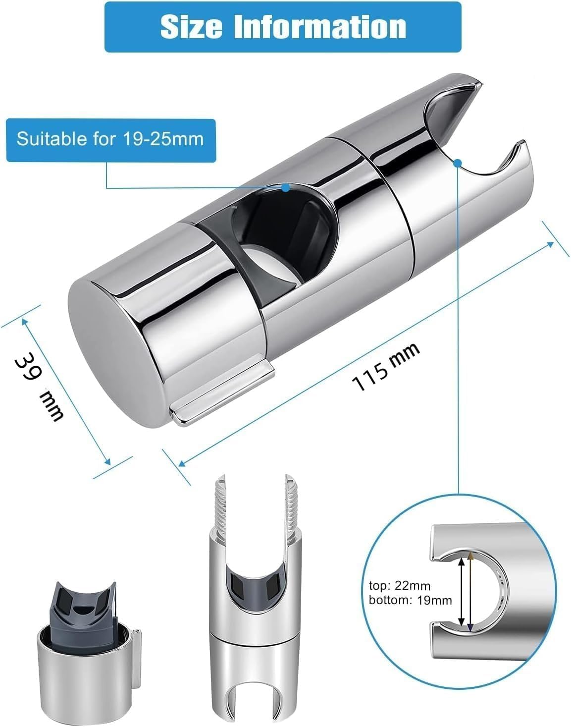 Detalle 2 de Universal Shower Holder Adjustable 19 mm clamp