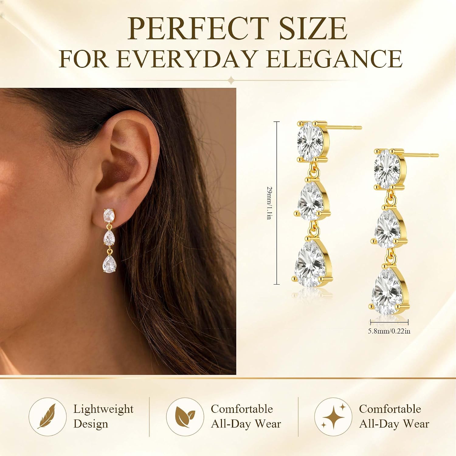 Detalle 2 de Moodear Dangle Earrings, 14K Gold-Plated