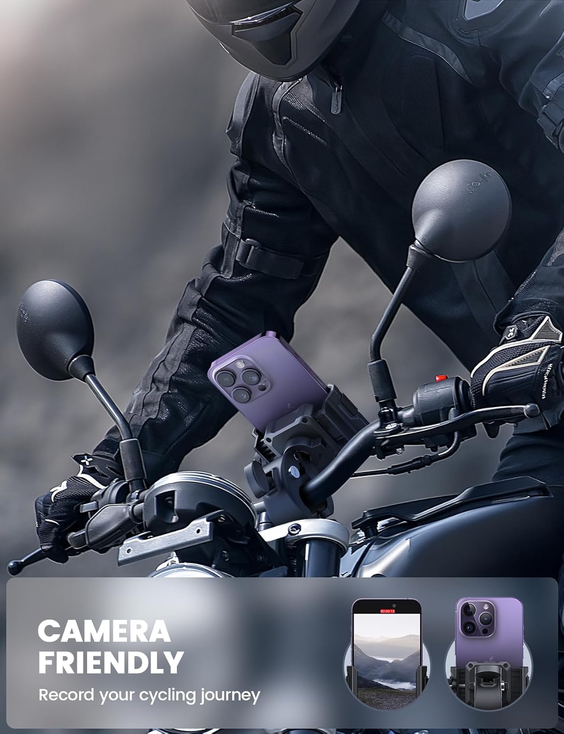 Thumbnail 1 de Lamicall Motorcycle Phone Holder for Filming with 1s Quick Release – universal motorbike phone mount