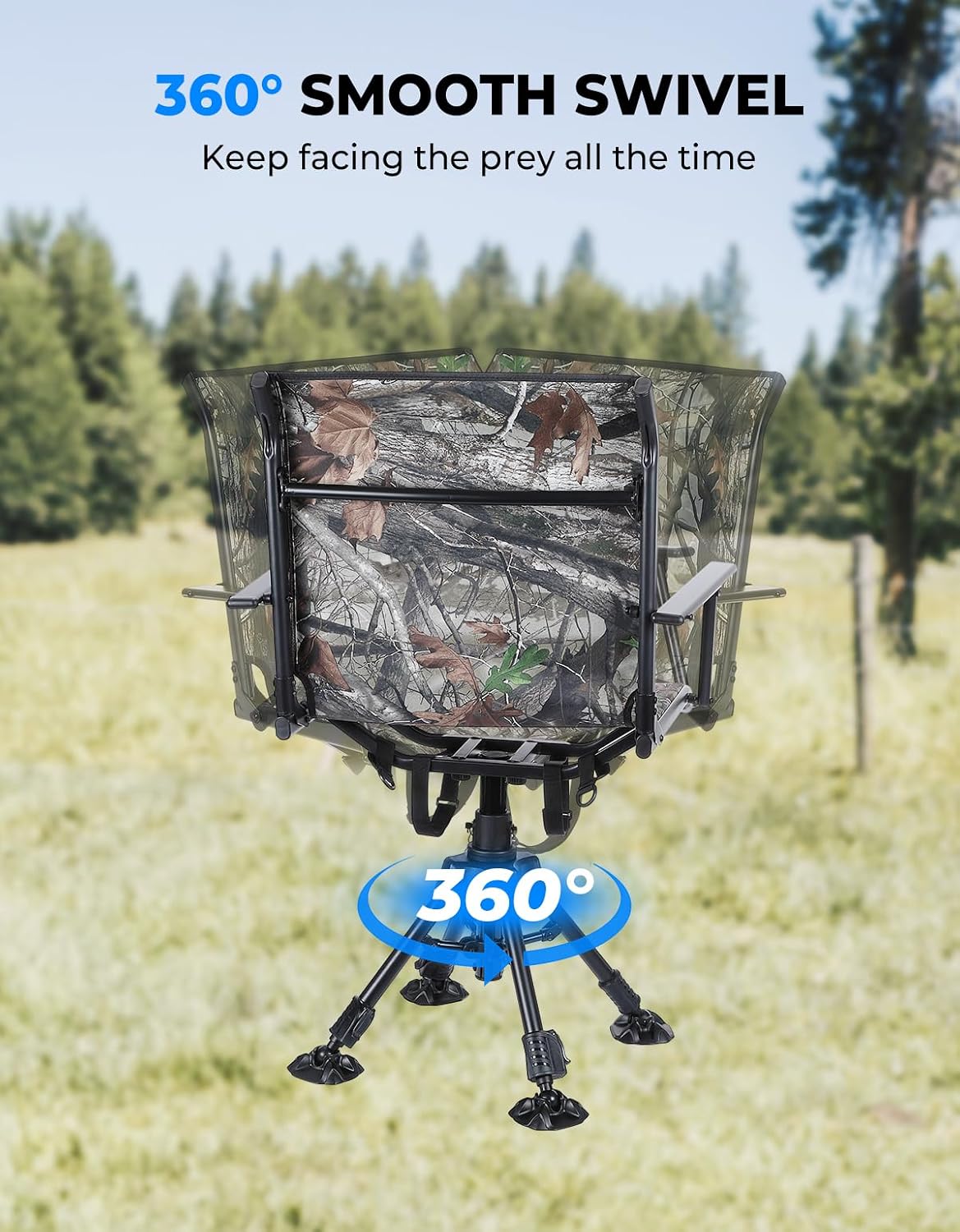 Detalle 2 de KEMIMOTO B1702-00302CM Hunting Blind Chair, 360° Swivel, Camo