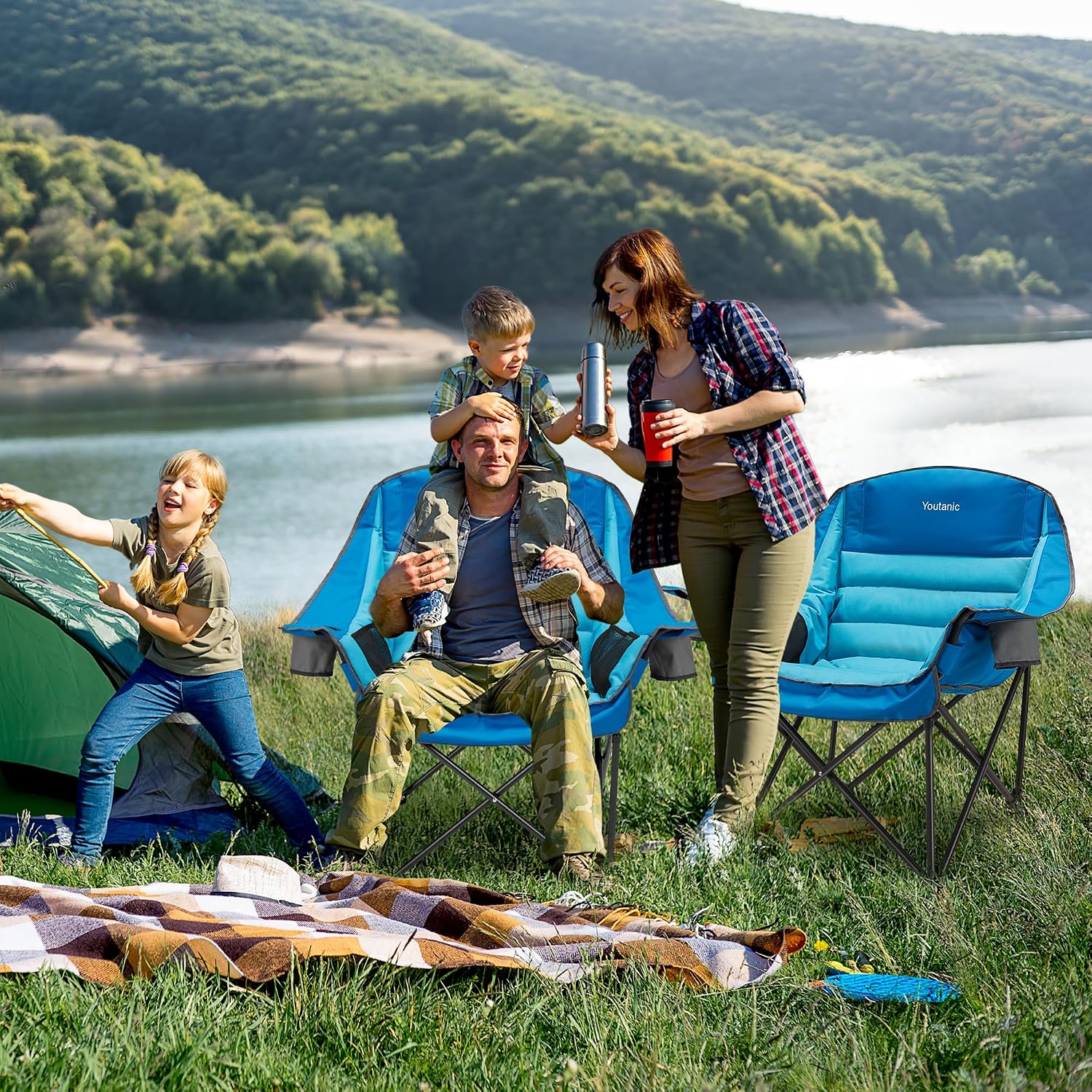 Detalle 2 de Youtanic Oversized Camping Chair: Heavy-Duty Portable Folding Chair for Adults