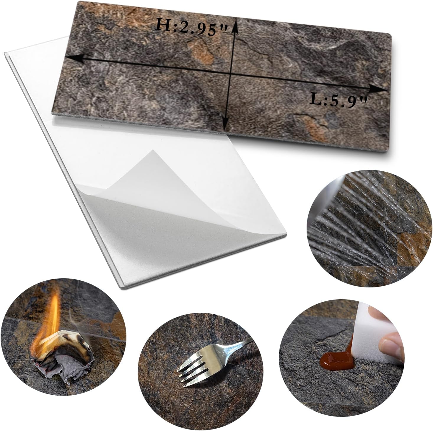 Detalle de AULIGET 200-Piece Rust Slate Peel-and-Stick Backsplash Wall Tiles (3" x 6")