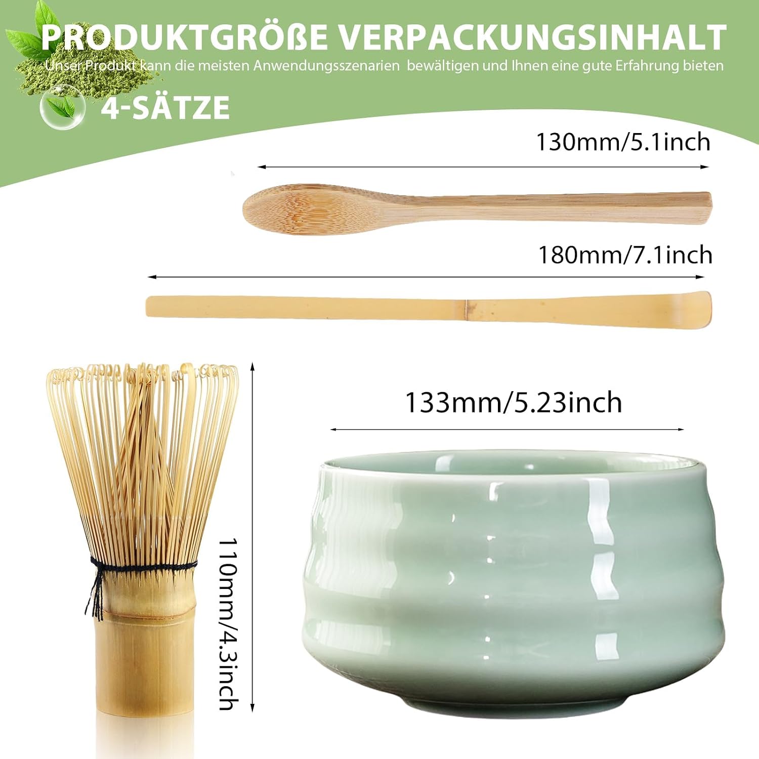 Detalle 2 de HOSPAOP HF-4ST2 matcha-set met bamboe-garde en keramische kom