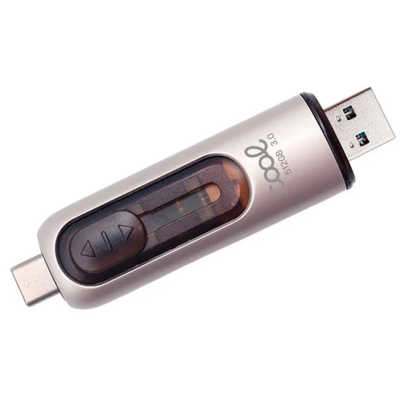 Detalle de Cool Pen Drive USB 3.0 512GB 2 en 1 (USB-C / USB-A) – Plata