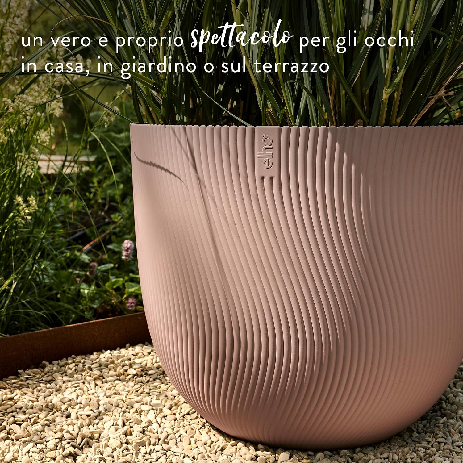 Detalle de Elho Sereh Round 60cm – Vaso per piante in plastica riciclata al 100%