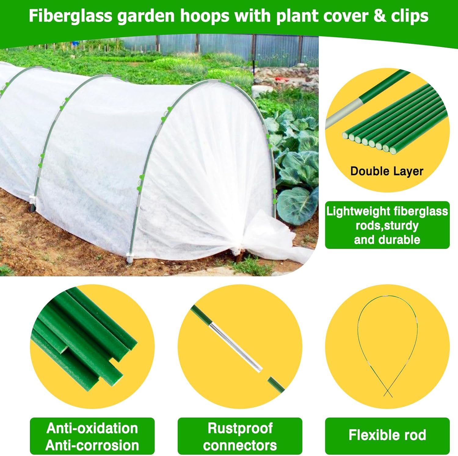 Thumbnail 4 de FuBegi 36pcs Garden Hoops Raised Beds with 3x10M 30gsm Horticultural Fleece Kit