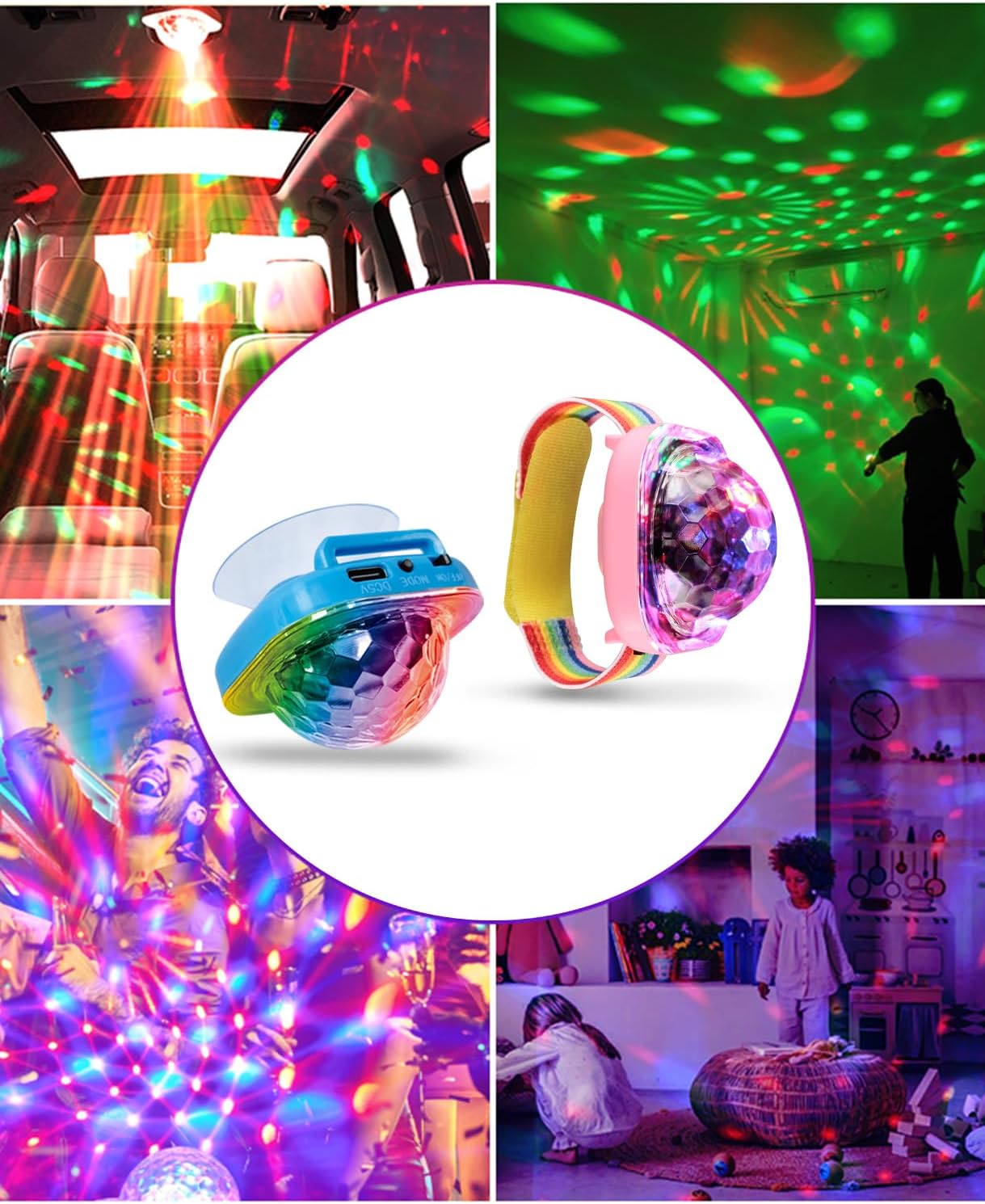 Detalle 2 de MOSFiATA XKL-Q1 Mini Magic Ball LED Party Light, Pink, USB Rechargeable