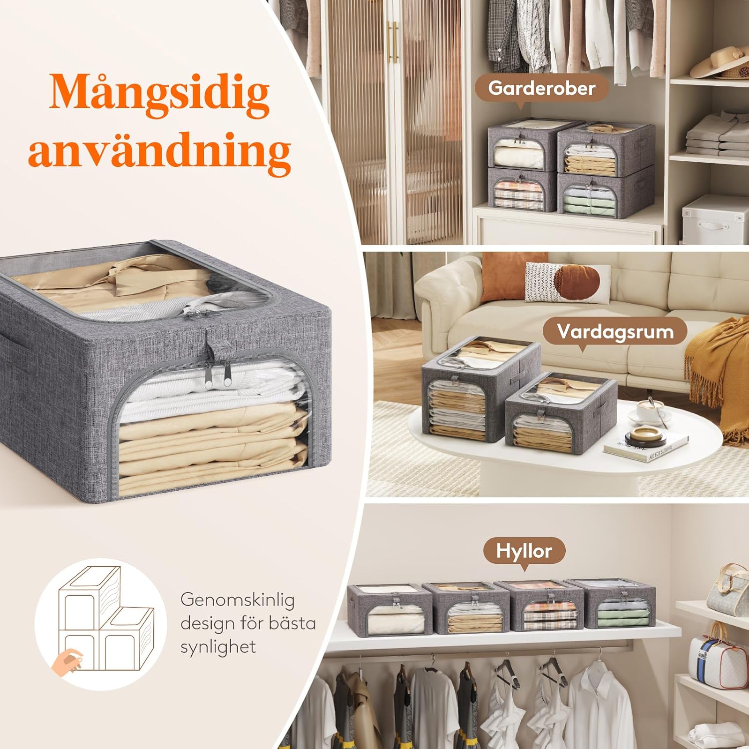 Detalle de Lifewit LH24192.01FG.V1.M01 förvaringslådor, 4-pack, 25 liter